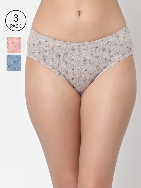 Floret Women Assorted Pack Of 3 Assorted Hipster Briefs