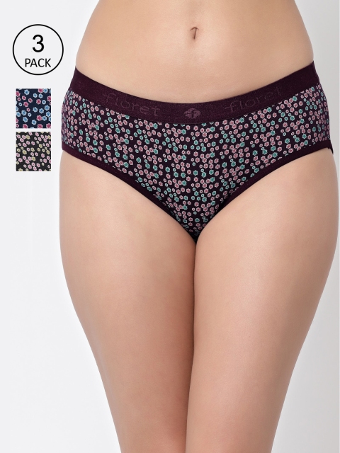 Floret Women Pack Of 3 Assorted Hipster Briefs
