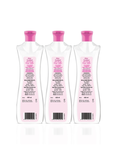 Dabur Set of 3 Gulabari Rose Water with Aloevera Face Toner For Hydrated Skin - 400ml Each - Image 2