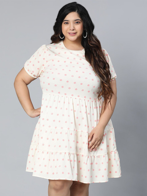 Oxolloxo Women Plus Size Off White Crepe Dress