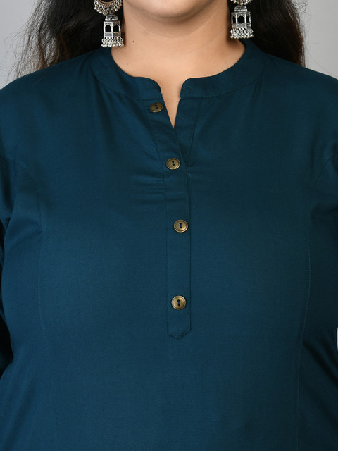 PrettyPlus by Desinoor com Women Teal Kurta - Image 2