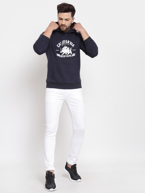 Red Tape Men Navy Blue Printed Hooded Sweatshirt - Image 7