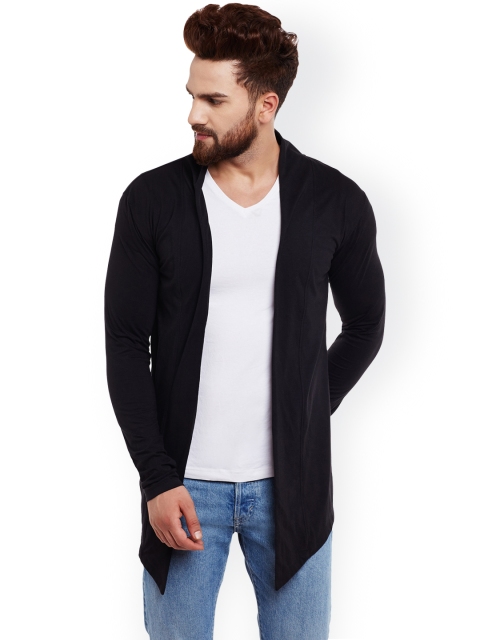 CHILL WINSTON Men Black Solid Open Front Jacket