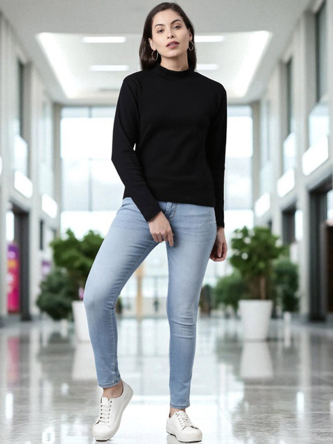 Kryptic Women Pure Cotton High Neck T-shirt