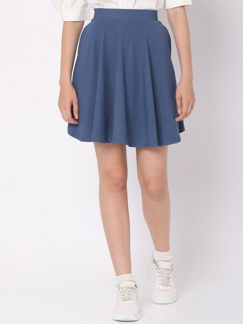 Smarty Pants Women Blue Solid Skater Skirts