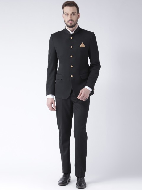 Hangup Men Black Solid Single-Breasted Two-Piece Casual Suit