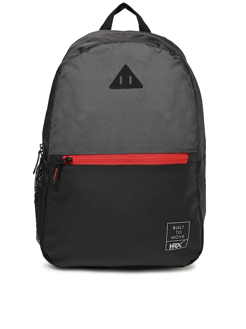 HRX by Hrithik Roshan Unisex Grey & Black Colourblocked Lifestyle Backpack