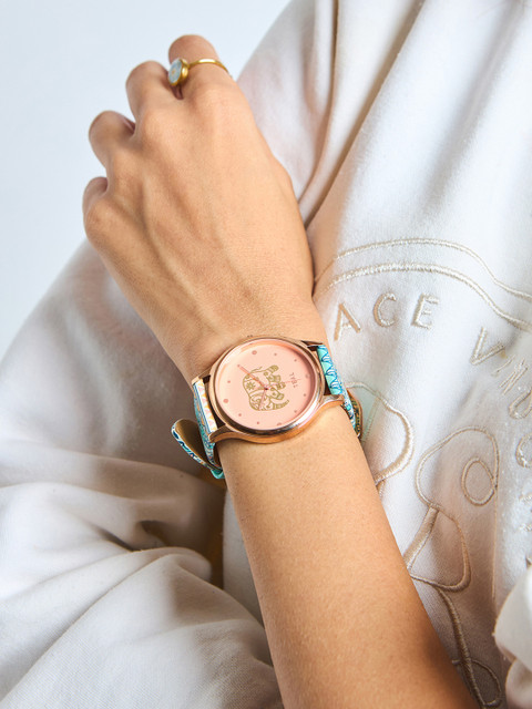 TEAL BY CHUMBAK Women Brass Printed Dial & Leather Straps Analogue Watch 8907605119095