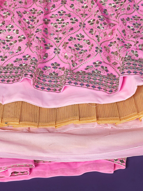 SHOPGARB Pink Sequins Embroidered Diwali Special Georgette Lehenga Choli - Image 3