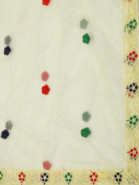 Warthy Ent Women Yellow Embroidered Semi-Stitched Lehenga & Unstitched Blouse With Dupatta - Image 3