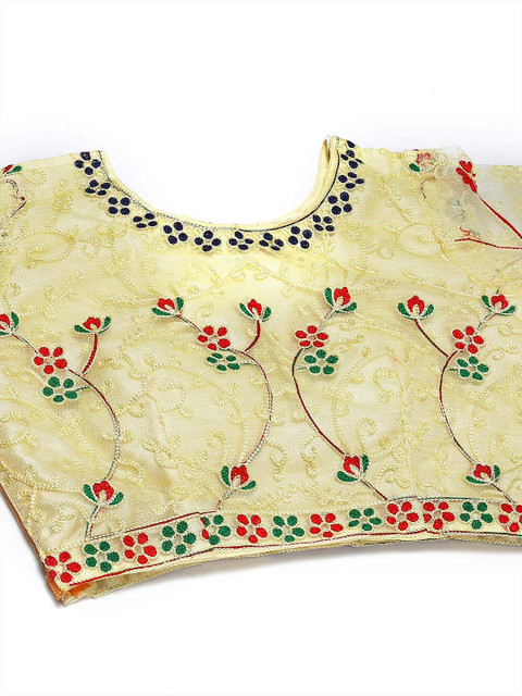 Warthy Ent Women Yellow Embroidered Semi-Stitched Lehenga & Unstitched Blouse With Dupatta - Image 7