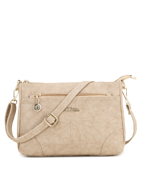 WOMEN MARKS Cream-Coloured PU Structured Sling Bag with Quilted