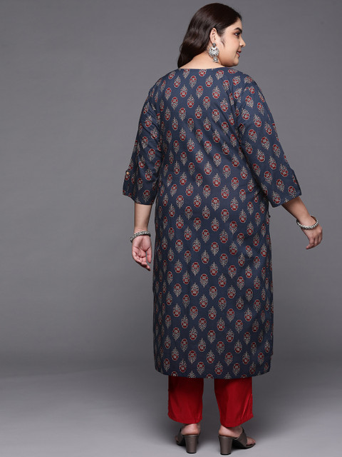 Varanga Women Plus Size Women Pure Cotton Jaipuri Ethnic Motifs Printed Kurta - Image 5