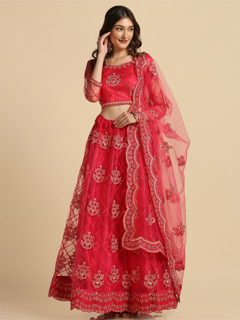 Home niche-market02 41 Warthy Ent Pink & White Embroidered Thread Work Stitched Lehenga & Unstitched Blouse With