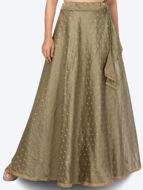 Studio Shringaar Women Grey Embellished Flared Maxi Skirts