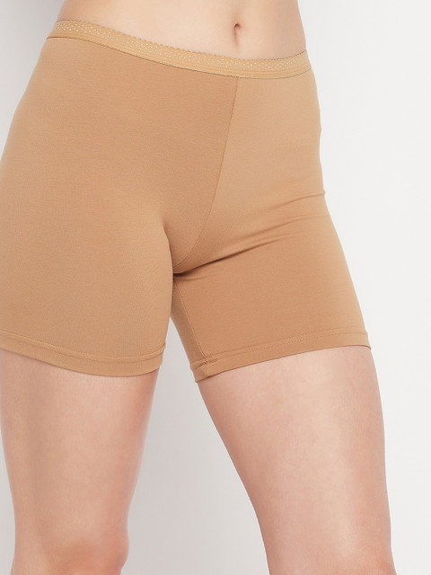Clovia Women Nude Solid Mid Waist Cotton Boyshorts PN2667P24XXL - Image 2