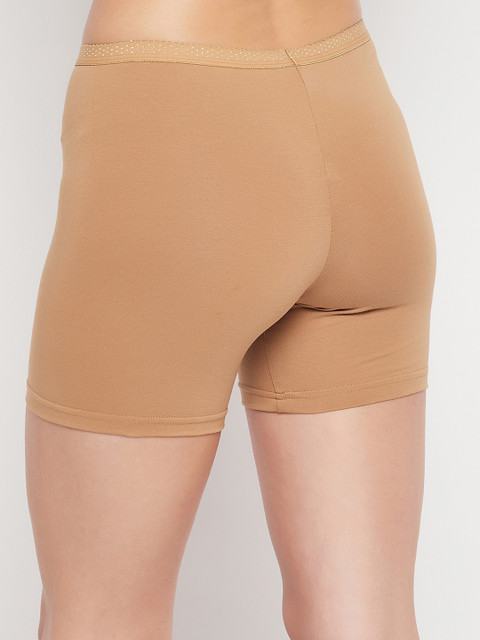 Clovia Women Nude Solid Mid Waist Cotton Boyshorts PN2667P24XXL - Image 4