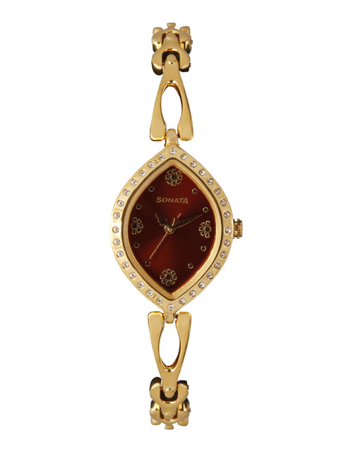Sonata Wedding Quartz Analog With Maroon Dial Watch For Women - Nt8149ym01