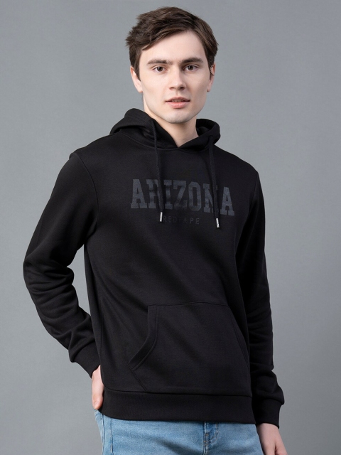 Red Tape Men Black Printed Hooded Pullover Sweatshirt - Image 4
