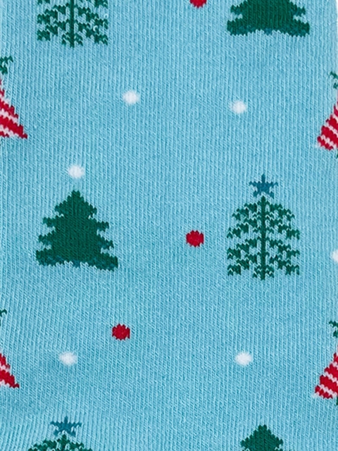 Mint & Oak Turquoise Men Blue X-mas Patterned Calf Length Socks - Image 4