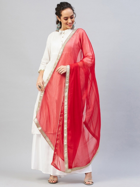 InWeave Women Red Solid Gota Work Dupatta