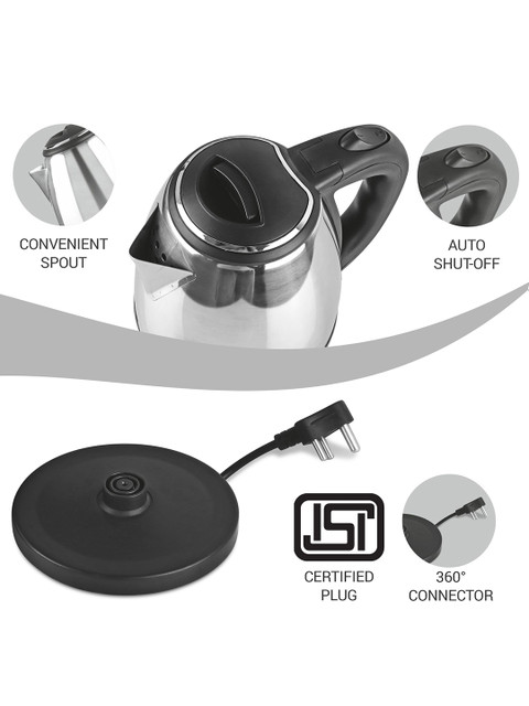 Milton Silver Combo Set of Go Electro Kettle 1.2 Ltrs & Flip Lid Thermos with Jacket-1 Ltr - Image 4