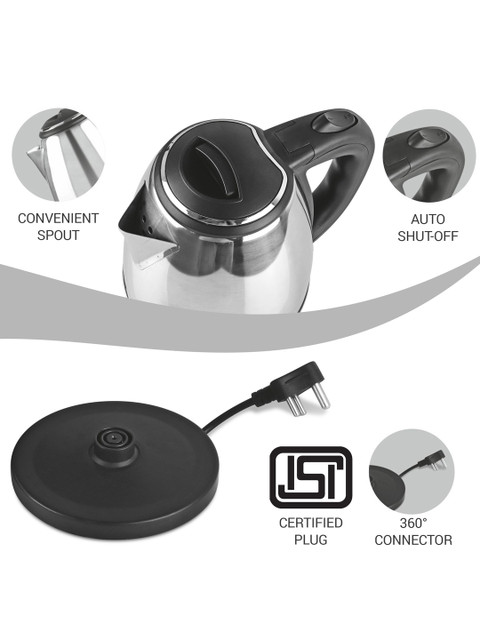 Milton Silver-Toned Go Electro 2.0 Stainless Steel Electric Kettle 2L - Image 4
