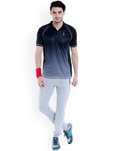 Campus Sutra Men Black & Blue Ombre-Dyed Polo Collar T-shirt - Image 5