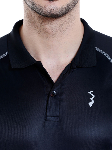 Campus Sutra Men Black & Blue Ombre-Dyed Polo Collar T-shirt - Image 4
