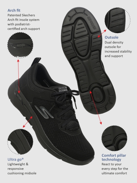 Skechers Men Black Mesh Go Walk Arch Fit Clinton Sports Shoes - Image 3