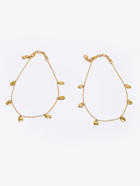 DUGRISTYLE Gold-Plated Beaded Adjustable Anklet