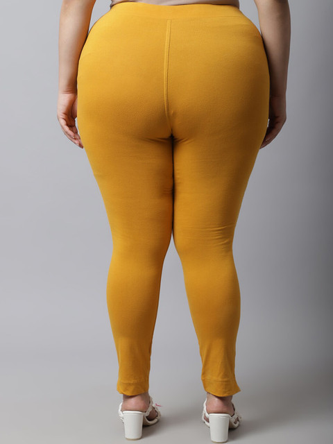 TAG 7 Women Plus Size Mustard Solid Leggings - Image 4