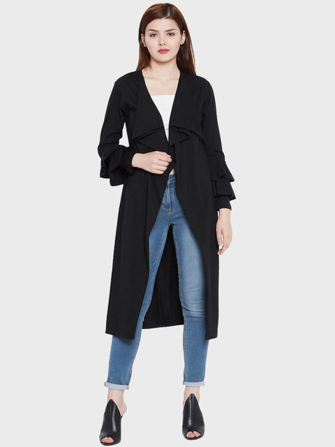 Hypernation Women Black Longline Cotton Shrug