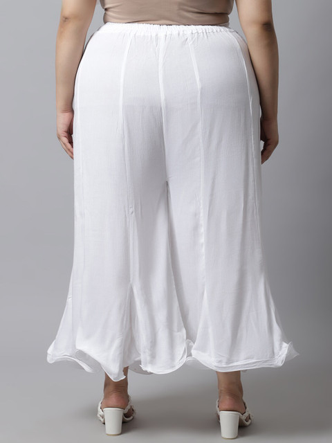 TAG 7 Women White Plus Size Flared Ethnic Palazzos - Image 4