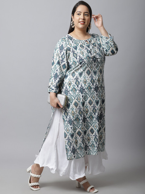 TAG 7 Women White Plus Size Flared Ethnic Palazzos - Image 5