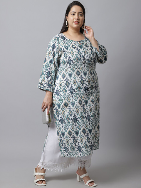 TAG 7 Women Plus Size White Solid Linen Ethnic Palazzos - Image 4