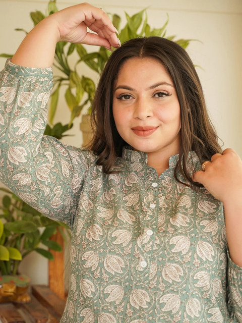 NANGALIA RUCHIRA Women Plus Size Floral Printed Cotton Co-Ord Set - Image 2