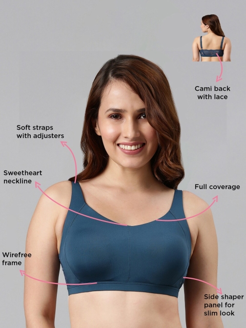 Enamor Padded Non-Wired Full Coverage Side Shaper and Lace Detailing Bralette - Image 7