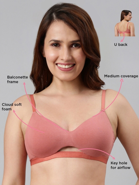 Enamor Padded Non-Wired Medium Coverage Soft Cups and Invisi Neckline Cotton T-Shirt Bra - Image 7