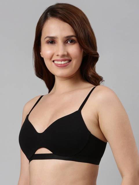 Enamor Padded Non Wired Medium Coverage Soft Cups & Invisi Neckline Cotton T-Shirt Bra - Image 2