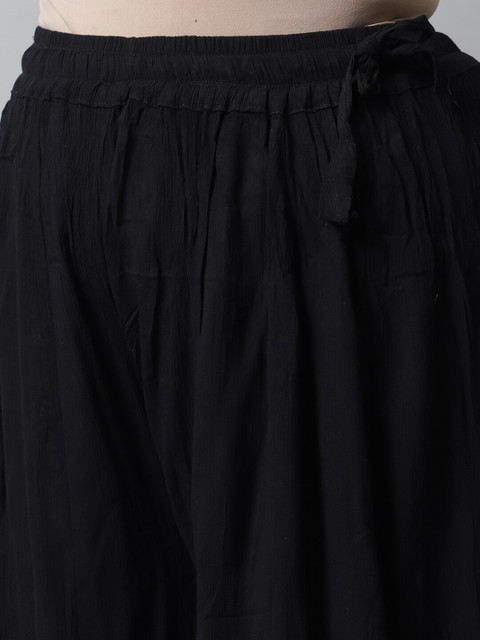 TAG 7 PLUS Women Black Flared Ethnic Palazzos - Image 6