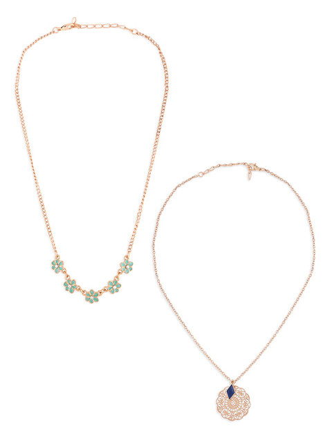 Zaveri Pearls Gold-Toned & Blue Gold-Plated Enamelled Chain - Image 4