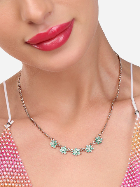 Zaveri Pearls Gold-Toned & Blue Gold-Plated Enamelled Chain - Image 7