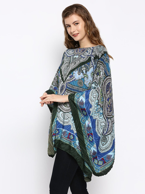Cloth Haus India Women Printed Paisley Pleated Poncho - Image 4