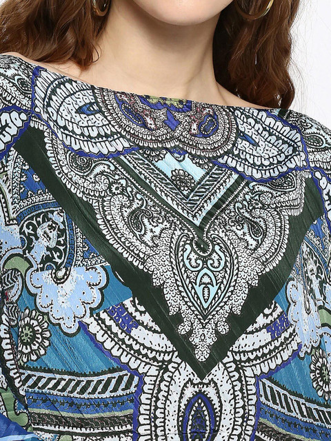 Cloth Haus India Women Printed Paisley Pleated Poncho - Image 2