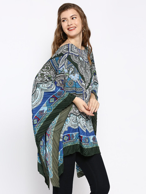 Cloth Haus India Women Printed Paisley Pleated Poncho - Image 3