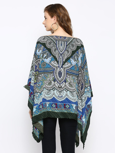 Cloth Haus India Women Printed Paisley Pleated Poncho - Image 5