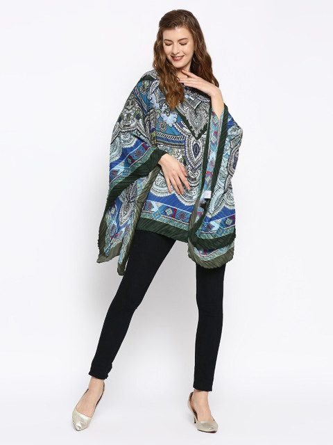 Cloth Haus India Women Printed Paisley Pleated Poncho - Image 6