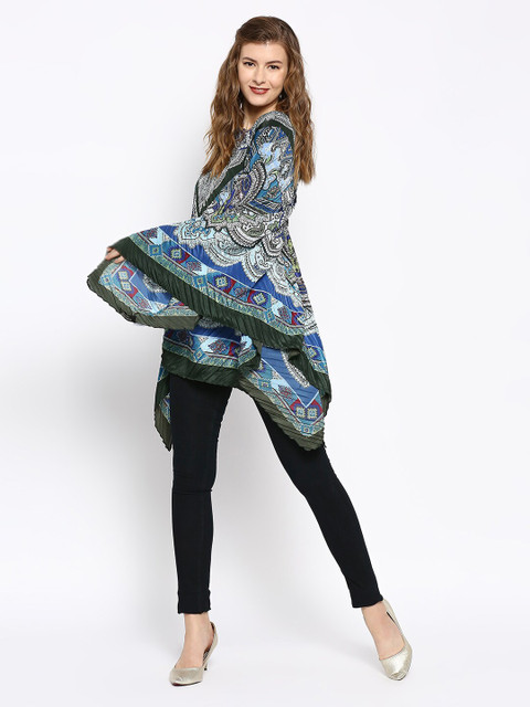 Cloth Haus India Women Printed Paisley Pleated Poncho - Image 7