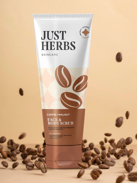 Just Herbs Coffee & Walnut Face & Body Scrub 100 gm - Image 2